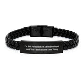 Web Developer Gifts, Funny Quote Interlaced Leather Bracelet, Gifts from Friends and Family for Web Developer Graduation, Perfect Unique Presents for Men and Women - Image 1